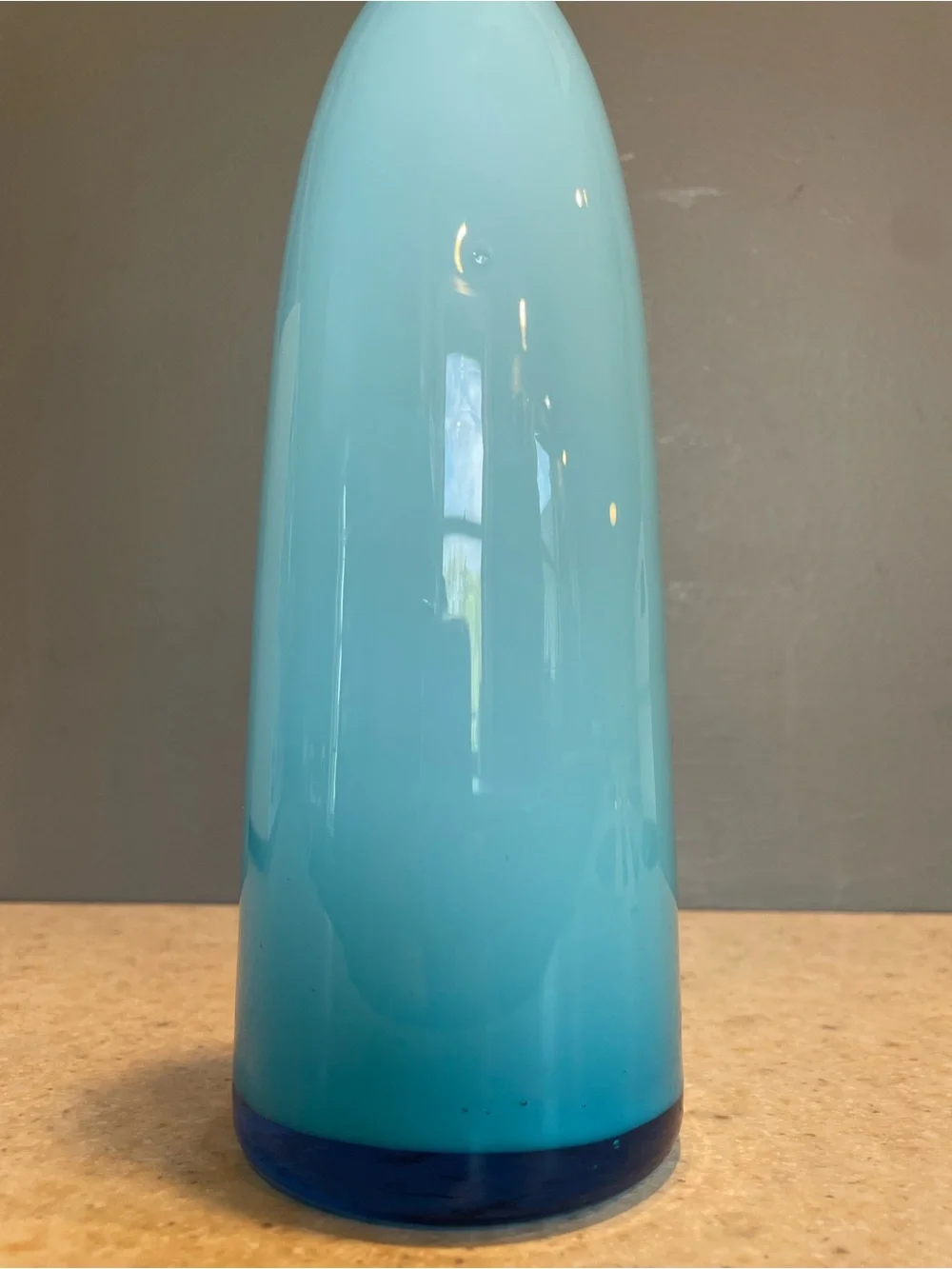 MCM Vintage Denmark Art Glass Blue Holmegaard Cased Glass Decanter Bottle